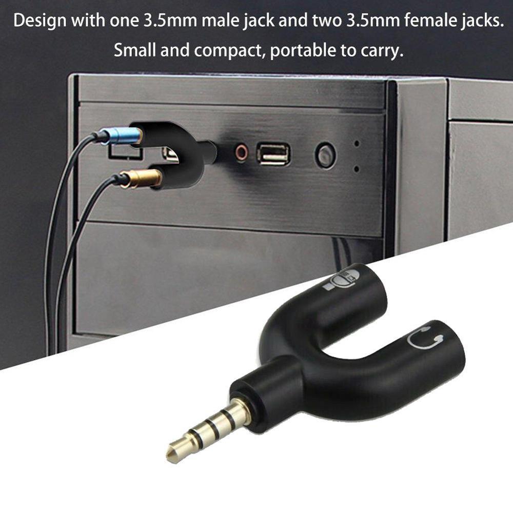 1PC Dual 3.5MM U Type Adapter  – обзор и цена Earphone Splitter Jack