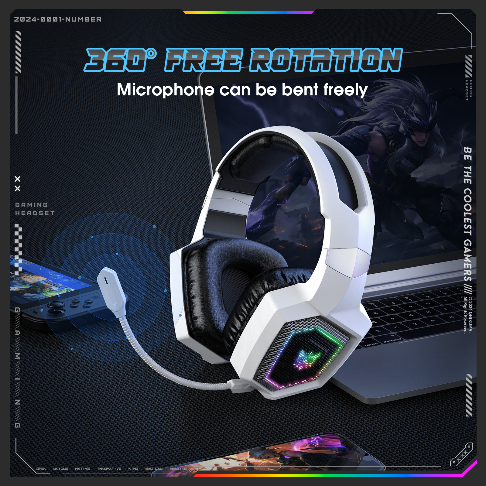 ONIKUMA 2.4GHz Wireless Gaming – обзор и цена Gaming Headset Rgb