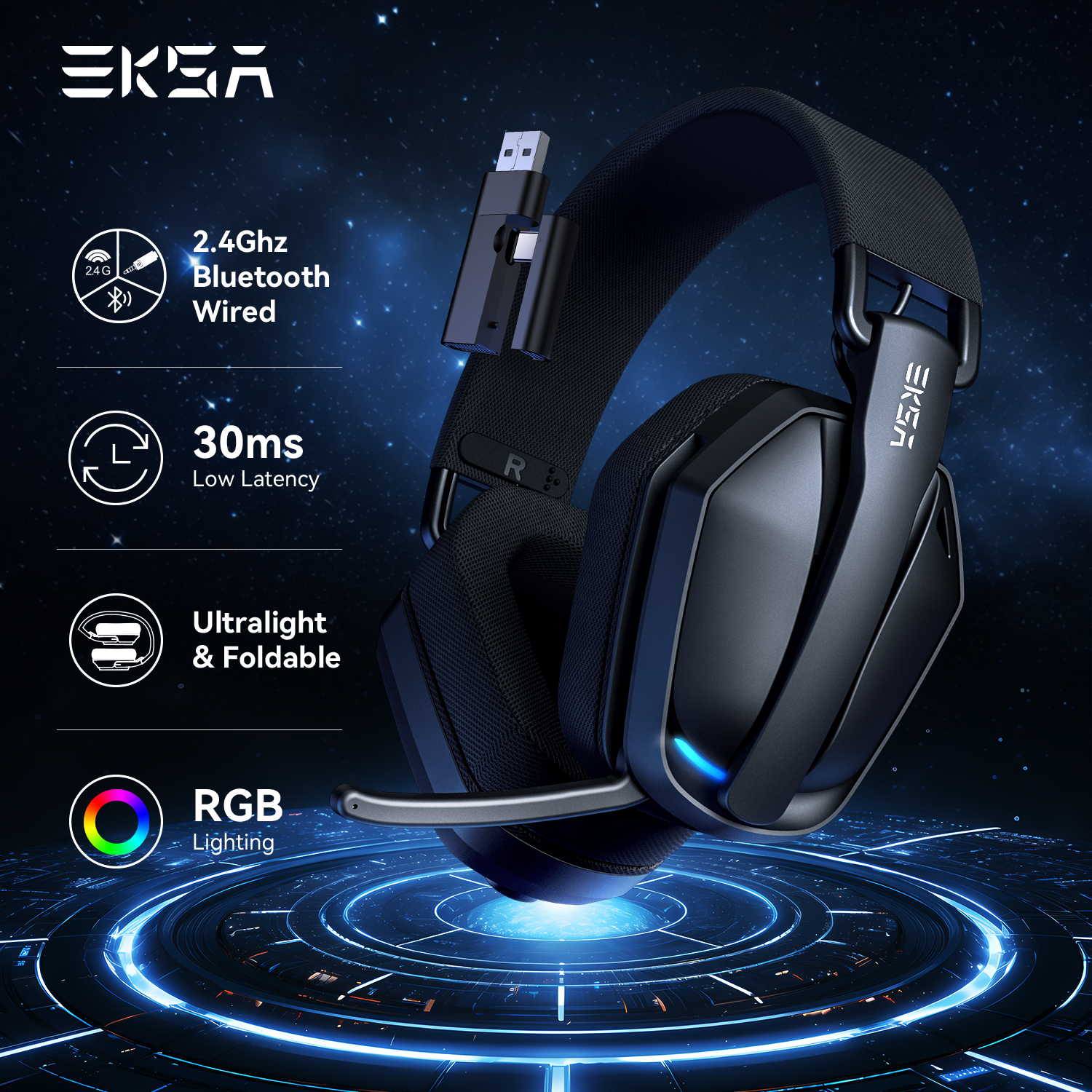 EKSA G19BT 2.4GHz Wireless Gam – обзор и цена Gaming Headset Rgb