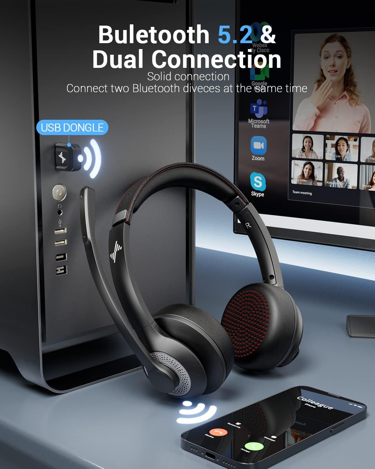 Bluetooth 5.2 Headset with Mic – обзор и цена Bluetooth Headset On Ear