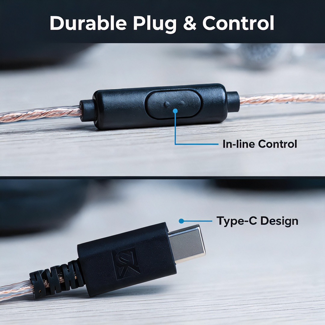 Type-C Wired Earbuds Retro Loo – обзор и цена Wired Earphone Mic
